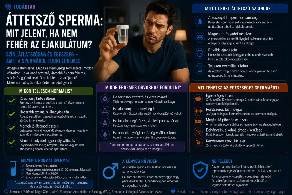 Áttetsző sperma: mit jelent, ha nem fehéres az ejakulátum?
