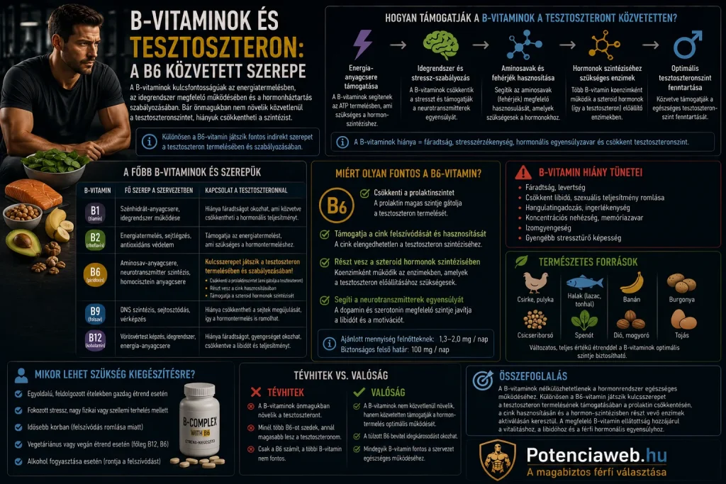 B-vitaminok és tesztoszteron: a B6 közvetett szerepe