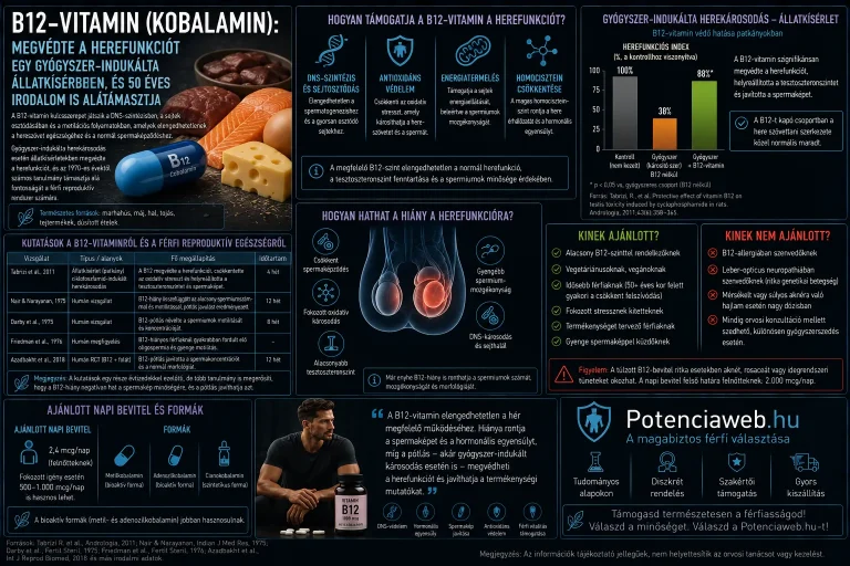 B12-vitamin: megvédte a herefunkciót egy gyógyszer-indukálta állatkísérletben, és 50 éves irodalom is alátámasztja