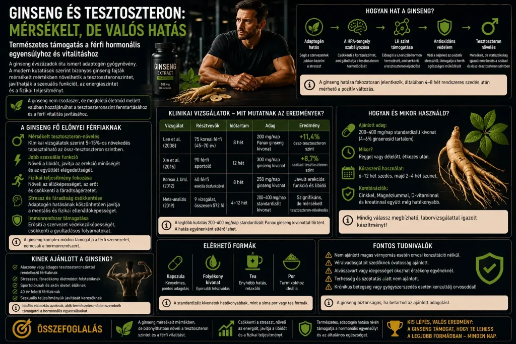 Ginseng és tesztoszteron: mérsékelt, de valós hatás