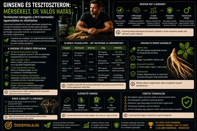 Ginseng és tesztoszteron: mérsékelt, de valós hatás