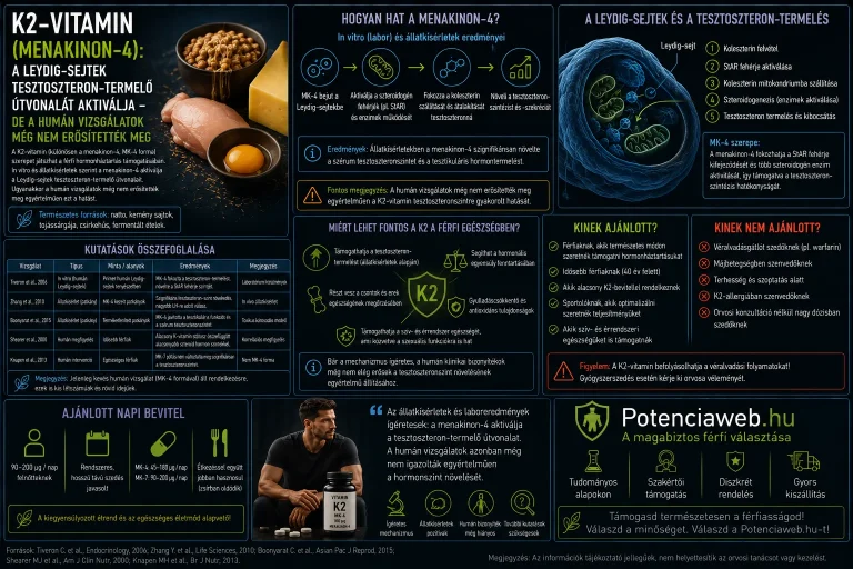 K2-vitamin: a menakinon-4 aktiválja a Leydig-sejtek tesztoszteron-termelő útvonalát - de "a humán vizsgálatok még nem erősítették meg"