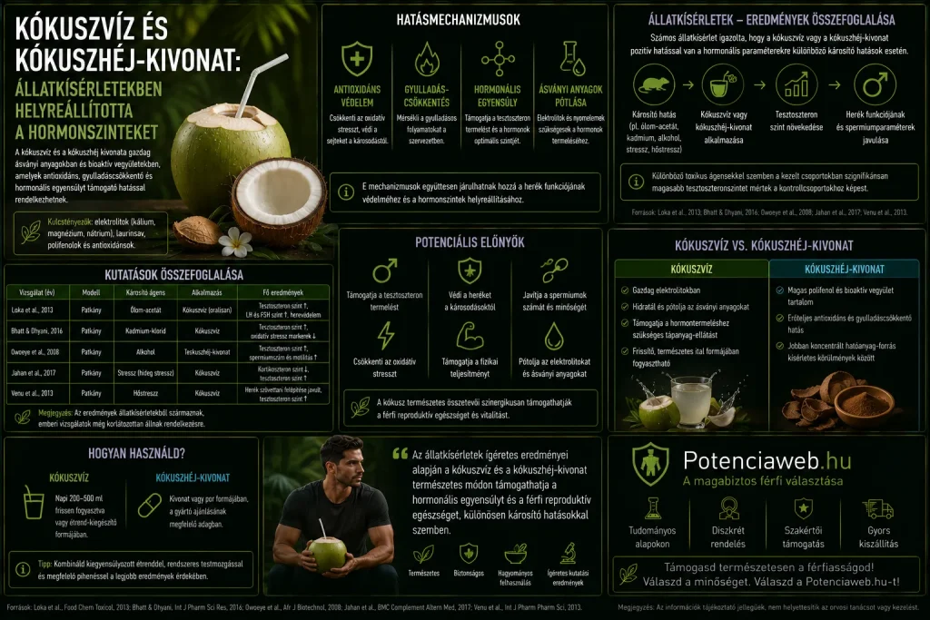 Kókuszvíz és kókuszhéj-kivonat: állatkísérletekben helyreállította a hormonszinteket