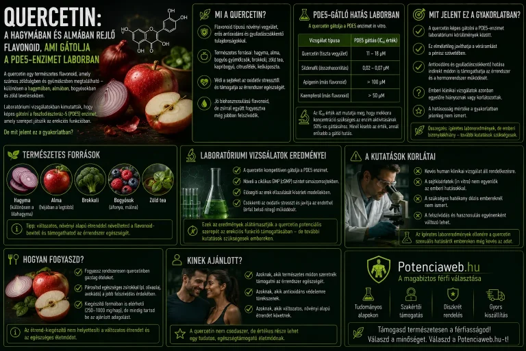 Kvercetin: a hagymában és almában rejlő flavonoid, ami gátolja a PDE5-enzimet laborban