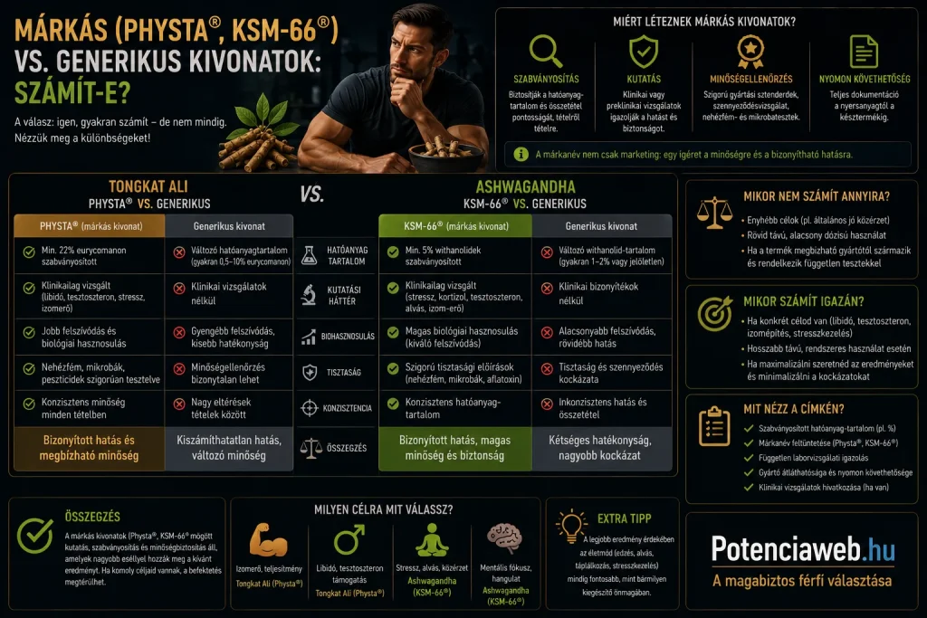 Márkás (Physta®, KSM-66) vs. generikus kivonatok: számít-e?
