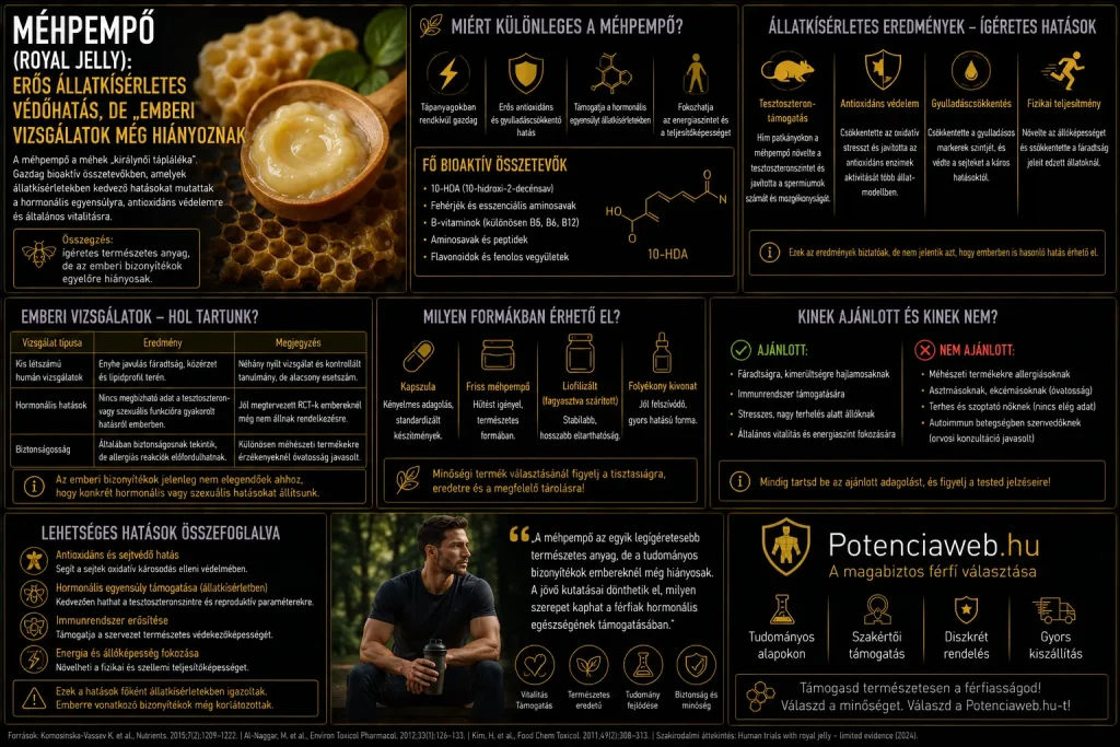 Méhpempő (Royal Jelly): erős állatkísérletes védőhatás, de "emberi vizsgálatok még hiányoznak"