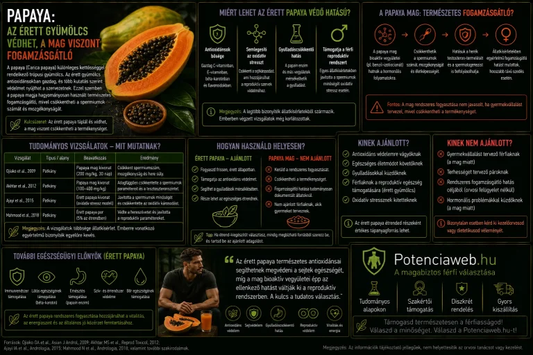 Papaya: Az érett gyümölcs védhet, a mag viszont fogamzásgátló