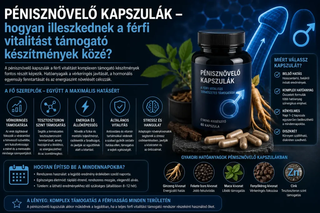 Pénisznövelő kapszulák – hogyan illeszkednek a férfi vitalitást támogató készítmények közé?