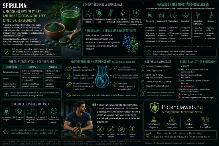 Spirulina: a fikocianin nevű vegyület, ami több toxicitás-modellben is védte a herefunkciót