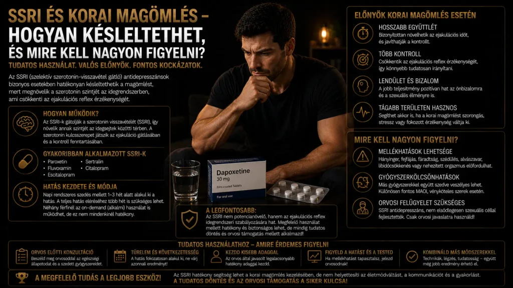 SSRI és korai magömlés – hogyan késleltethet, és mire kell nagyon figyelni?