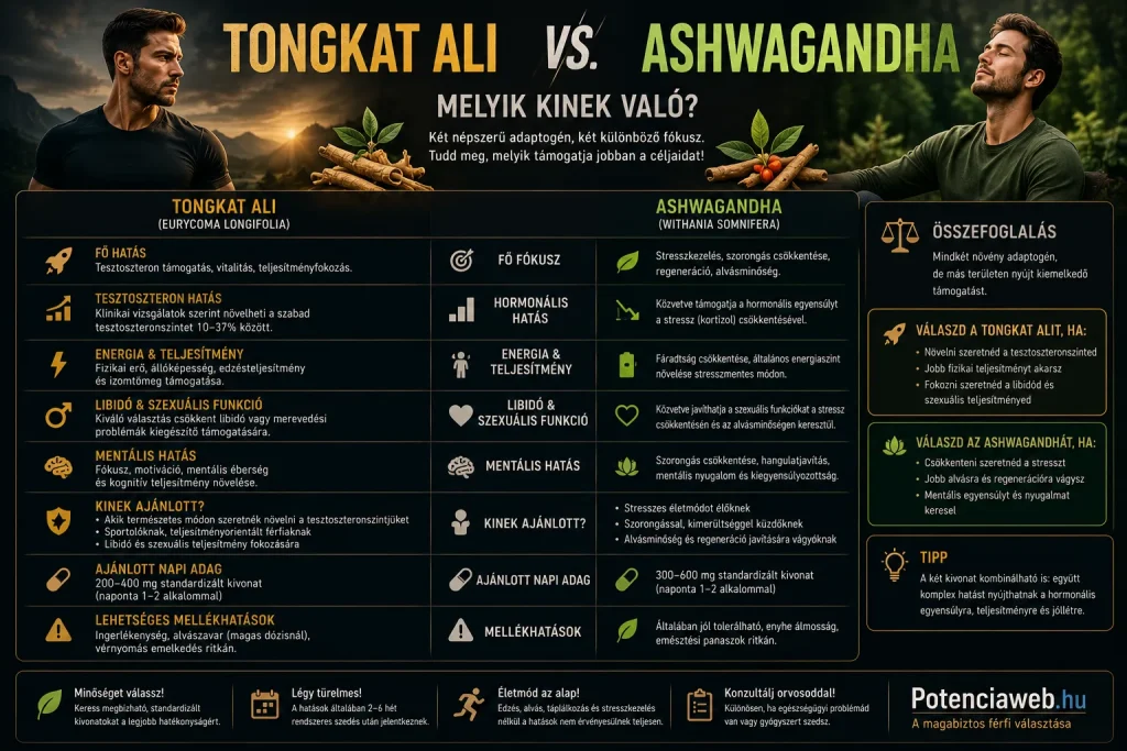 Tongkat Ali vs. Ashwagandha: melyik kinek való?