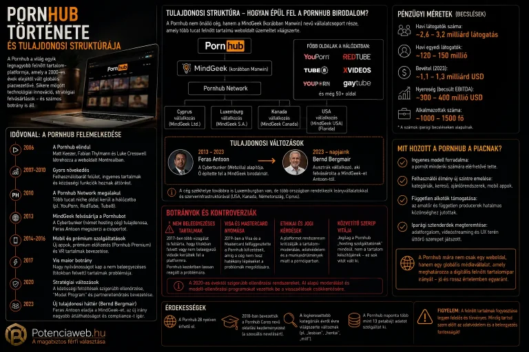 A Pornhub története és tulajdonosi struktúrája
