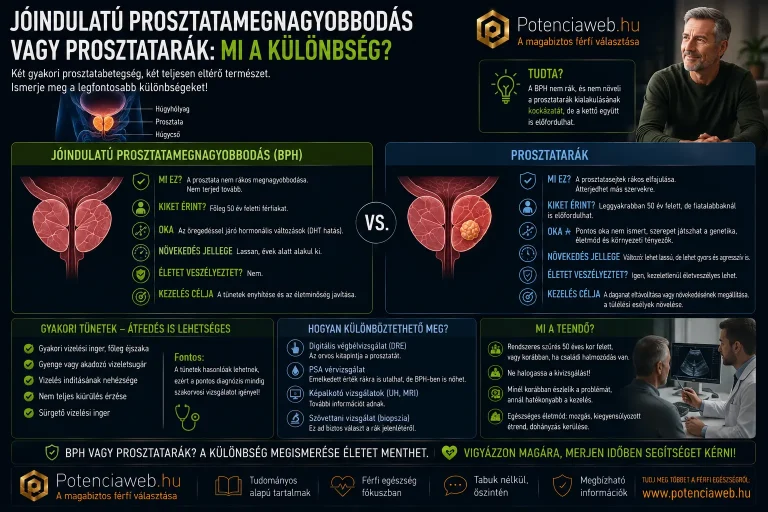 Jóindulatú prosztatamegnagyobbodás vagy prosztatarák: mi a különbség?
