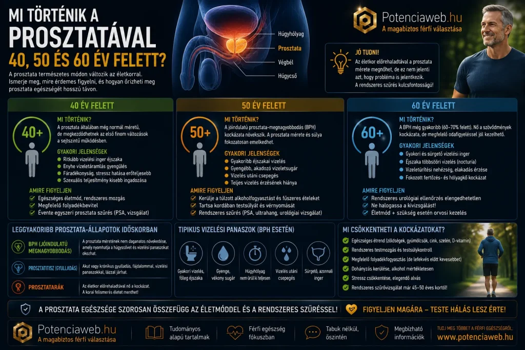 Mi történik a prosztatával 40, 50 és 60 év felett?