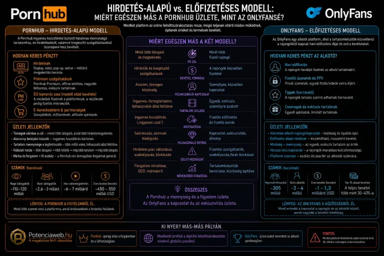 Hirdetés-alapú vs. előfizetéses modell: miért egészen más a Pornhub üzlete, mint az OnlyFansé?